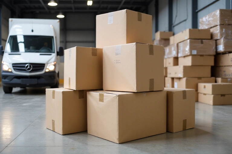 Paczki kurierskie w magazynie